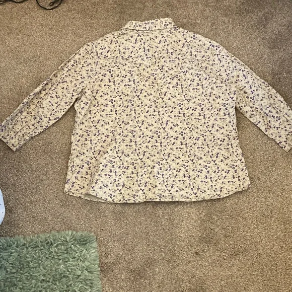 Faded Glory Purple Floral Shirt 3/4 quarter sleeves - Picture 5 of 5